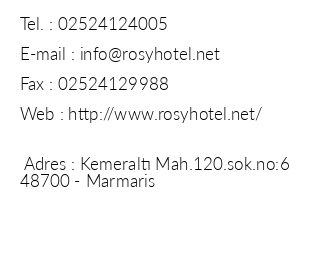 Rosy Apart & Hotel iletiim bilgileri