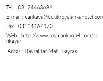 Royal Anka Hotel ankaya iletiim bilgileri