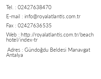 Royal Atlantis Beach Hotel iletiim bilgileri