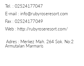 Ruby Rose Resort iletiim bilgileri