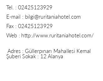 Ruritania Hotel iletiim bilgileri