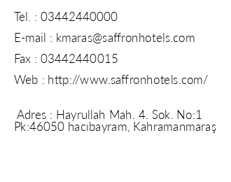Saffron Hotel Kahramanmara iletiim bilgileri