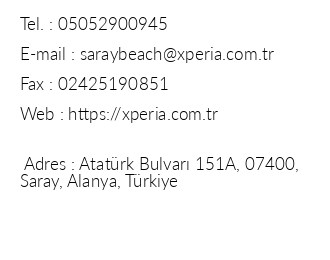 Xperia Saray Beach Otel iletiim bilgileri