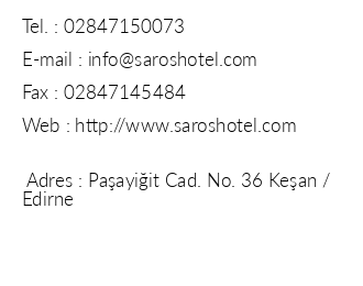 Saros Hotel iletiim bilgileri