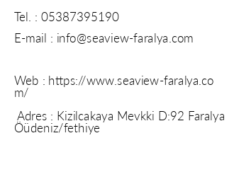 Seaview Faralya Boutique Hotel iletiim bilgileri