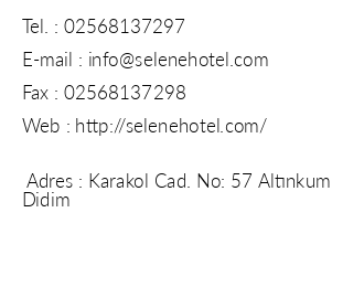 Selene Hotel iletiim bilgileri
