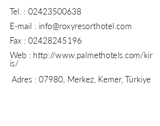 Palmet Kiri Resort & Spa Kemer iletiim bilgileri
