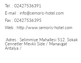 Semoris Hotel iletiim bilgileri