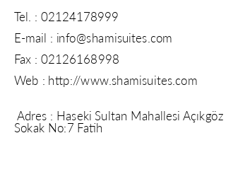 Shami Suites iletiim bilgileri