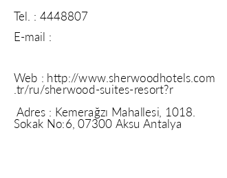Sherwood Suites Resort iletiim bilgileri