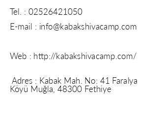 Shiva Camp Kabak iletiim bilgileri