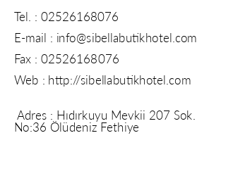 Sibella Hotel iletiim bilgileri