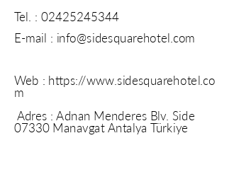 Side Square Hotel iletiim bilgileri