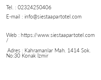 Siesta Apart Otel iletiim bilgileri