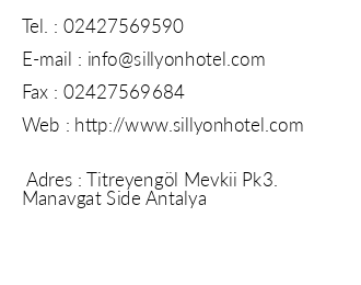 Sillyon Hotels & Resort iletiim bilgileri
