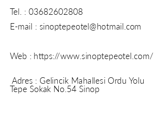 Sinop Tepe Otel iletiim bilgileri