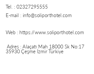 Soliport Hotel Spa iletiim bilgileri