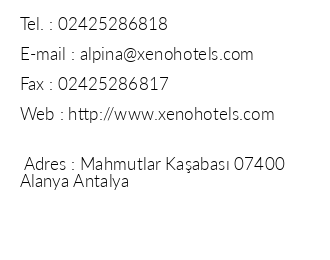 Xeno Sonas Alpina Hotel iletiim bilgileri