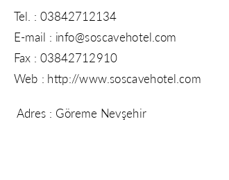 Sos Cave Hotel iletiim bilgileri