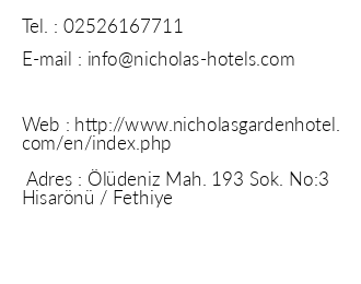 Nicholas Garden Hotel Apart iletiim bilgileri