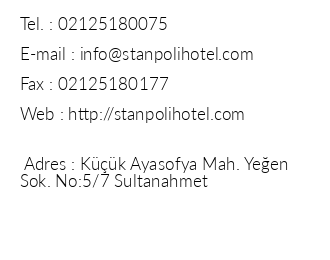 Stanpoli Hotel iletiim bilgileri