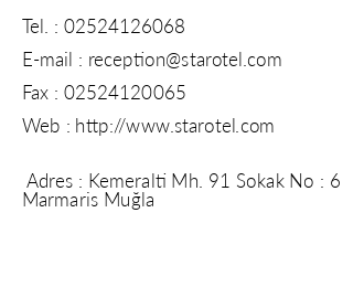 Star Hotel Marmaris iletiim bilgileri