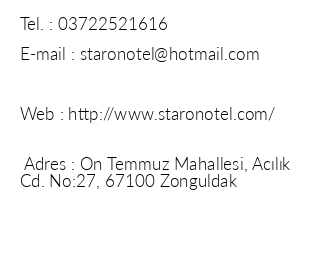 Staron Otel iletiim bilgileri