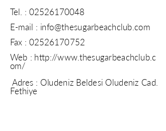 Sugar Beach Club iletiim bilgileri