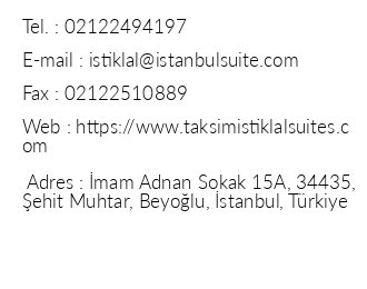 Taksim Istiklal Suites iletiim bilgileri