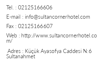 Sultan Corner Suites iletiim bilgileri