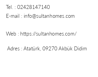Sultan Homes Akbk iletiim bilgileri