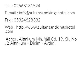 Sultans & Kings Hotel iletiim bilgileri