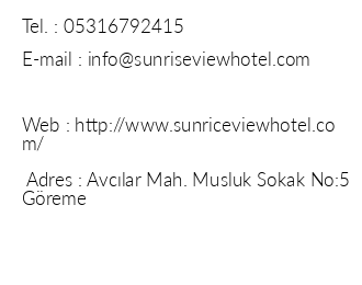 Sun Rice View Hotel iletiim bilgileri