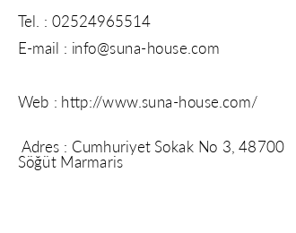 Suna House Butik Otel iletiim bilgileri