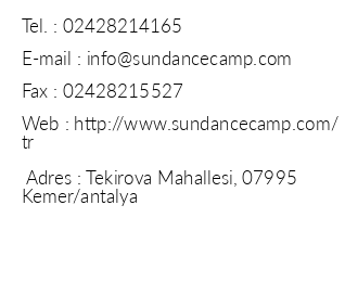 Sundance Camp iletiim bilgileri