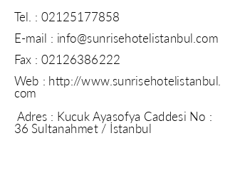 Sunrise Hotel iletiim bilgileri