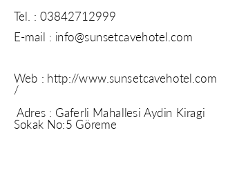 Sunset Cave Hotel iletiim bilgileri