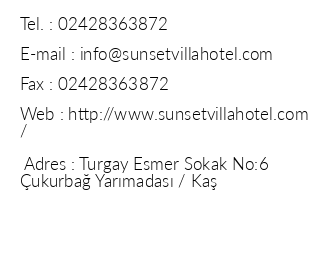 Sunset Villa Hotel iletiim bilgileri