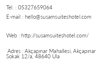 Susam Suites Hotel iletiim bilgileri