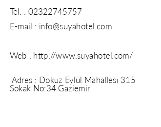 Suya Hotel iletiim bilgileri