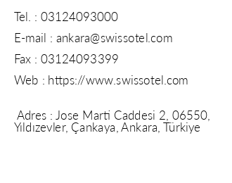 Swiss Otel Ankara iletiim bilgileri