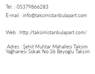 Taksim stanbul Apart iletiim bilgileri