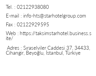 Taksim Star Hotel iletiim bilgileri