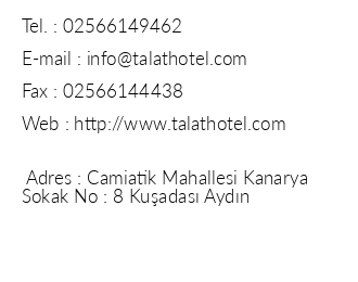 Talat Hotel iletiim bilgileri