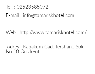 Tamarisk Murat Hotel iletiim bilgileri