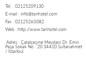 Tan Hotel iletiim bilgileri