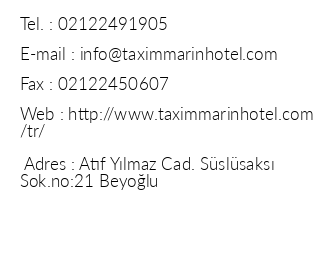 Taxim Marin Hotel iletiim bilgileri