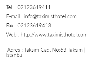 Taximist Hotel iletiim bilgileri