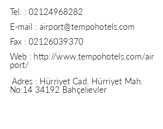 Tempo Suites Airport Hotel iletiim bilgileri