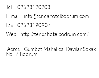 Tenda Hotel iletiim bilgileri